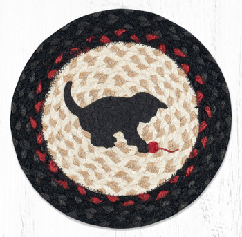 10" Kitten Printed Jute Round Trivet, Set of 2