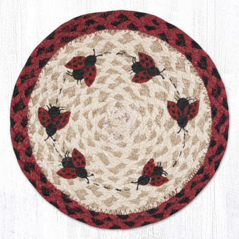 Ladybug Printed Jute Round Trivet by Susan Burd