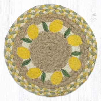 Lemon Printed Jute Round Trivet by Suzanne Pienta