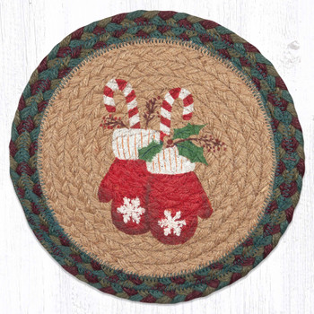 Mittens Printed Jute Round Trivet by Suzanne Pienta