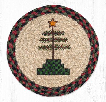 Feather Tree Printed Jute Round Trivet by Susan Burd