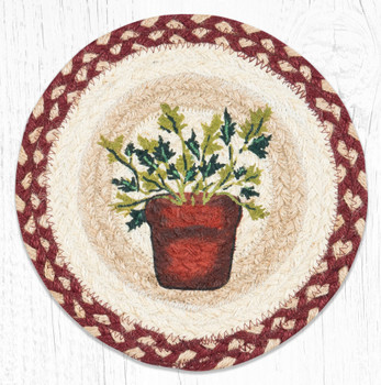 10" Parsley Printed Jute Round Trivet by Susan Burd, Set of 2