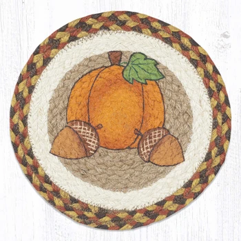 Pumpkin Acorn Jute Round Trivet by Suzanne Pienta