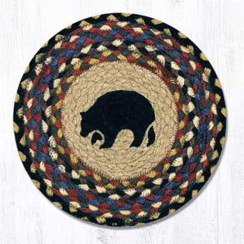 Black Bear Printed Jute Round Trivet