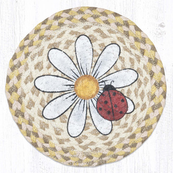 Daisy & Ladybug Jute Round Trivet by Suzanne Pienta
