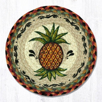 Pineapple Printed Jute Round Trivet by Susan Burd