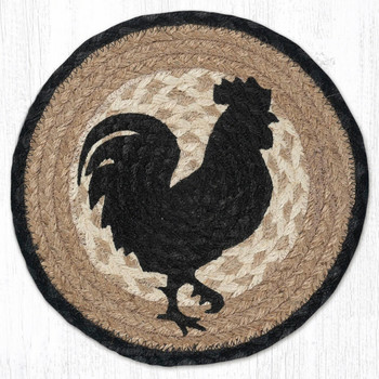 Rooster Silhouette Printed Jute Round Trivet