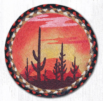 10" Desert Sunset Printed Jute Round Trivet, Set of 2