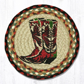 10" Boots Printed Jute Round Trivet by R.A. Guthrie, Set of 2