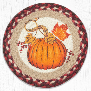 Autumn Pumpkin Jute Round Trivet by Harry W Smith