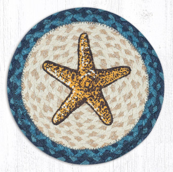 10" Starfish Printed Jute Round Trivet by Harry W. Smith, Set of 2