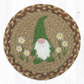 Spring Gnome Printed Jute Round Trivet by Harry W Smith