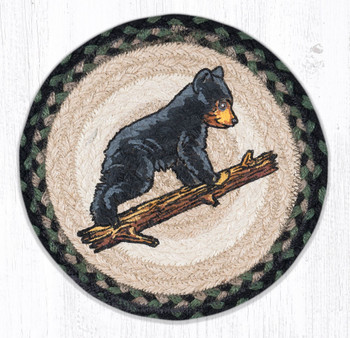 Bear Cub Printed Jute Round Trivet by Harry W Smith