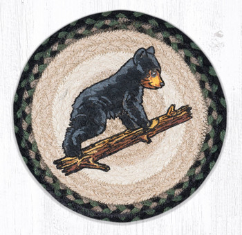 10" Bear Cub Printed Jute Round Trivet by Harry W. Smith, Set of 2