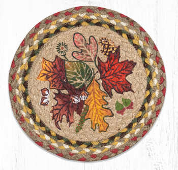 Autumn Leaves Jute Round Trivet by Phyllis Stevens
