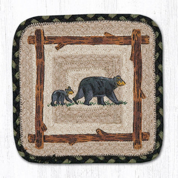 Mama & Baby Bear Jute Square Trivet by Jan Harless