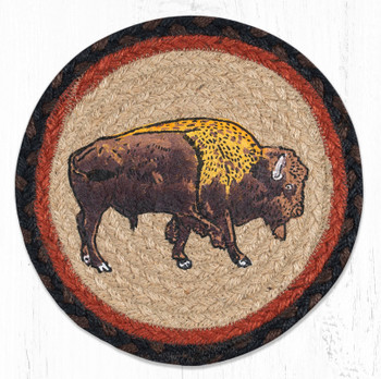 10" Buffalo Printed Jute Round Trivet by Harry W. Smith, Set of 2