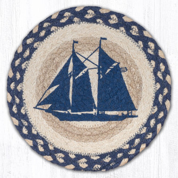 Schooner Printed Jute Round Trivet by Harry W Smith