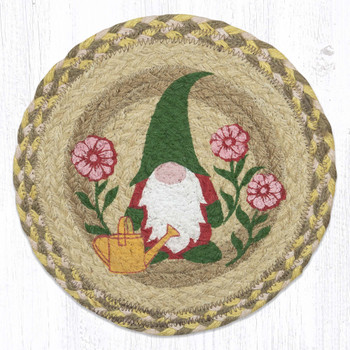 Summer Gnome Printed Jute Round Trivet by Harry W Smith