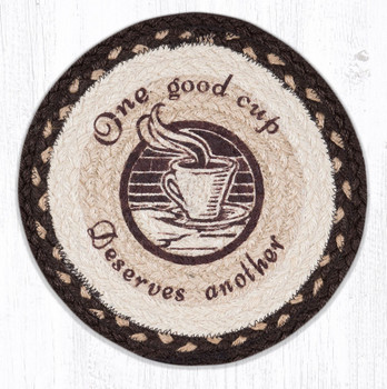 10" One Good Cup Printed Jute Round Trivet, Set of 2