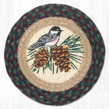 10" Chickadee Printed Jute Round Trivet by Harry W. Smith, Set of 2