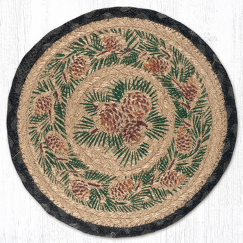Pinecone Printed Jute Round Trivet