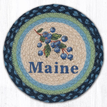 10" Blueberry Maine Printed Jute Round Trivet by Harry W. Smith, Set of 2