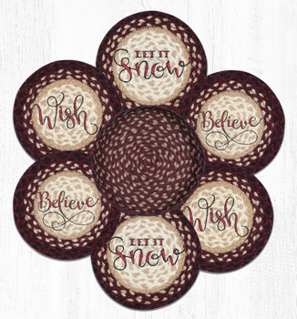 Festive Braided Jute Trivets and Basket Holder by Ashlee Nobel, Set of 7