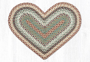 20" x 30" Buttermilk/Cranberry Heart Shape Braided Jute Rug