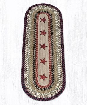 2' x 6' Barn Stars Braided Jute Oval Runner Rug by Susan Burd