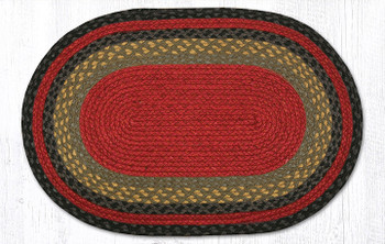 20" x 30" Burgundy/Olive/Charcoal Oval Braided Jute Rug