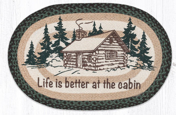 20" x 30" Life Is Better At The Cabin Braided Jute Oval Rug by Harry W. Smith