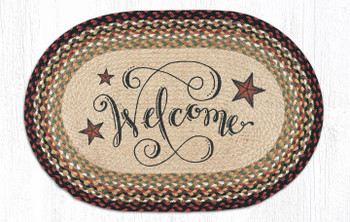 20" x 30" Welcome Barn Stars Braided Jute Oval Rug by Ashlee Nobel