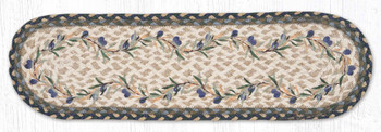 Olive Border Jute Oval Stair Tread Rug 8.25x27