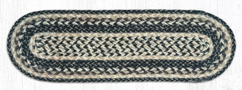 Black Tan Jute Oval Stair Tread Rug 8.25x27