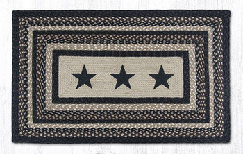 27" x 45" Black Stars Braided Jute Rectangle Rug