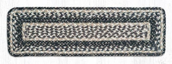 Black Tan Rectangle Stair Tread Rug 8.25x27