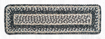 8.25" x 27" Black/Tan Rectangle Stair Tread Rug, Set of 2