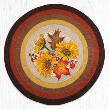 27" Autumn Sunflowers Braided Jute Round Rug by Harry W. Smith