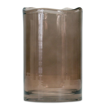 8" Wavy Top Brown Glass Vase