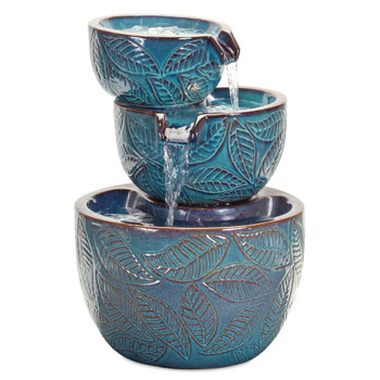 Three Blue Ceramic Pots Fountain