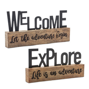 Explore and Welcome Tabletop Sculptures, Set of 2