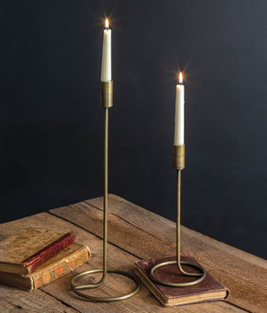 CTW Home Collection Short Round Brass Taper Candle Holders (Box of 4)