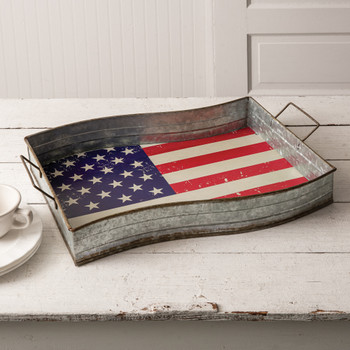 American Flag Metal Serving Tray