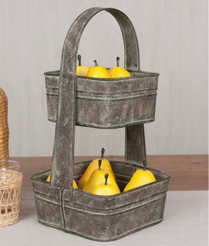 Square Two Tier Metal Tote Serving Bucket