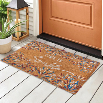 Time to Sparkle Americana Fiber and Rubber Doormat