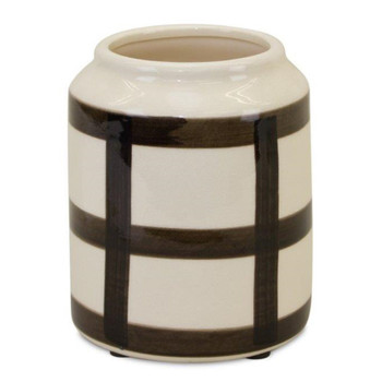6" Black and Beige Terra Cotta Vase