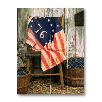 12" 1776 Flag with Blueberries Wood Pallet Wall Art