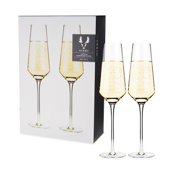 Viski European Crystal Champagne Flutes Set of 4