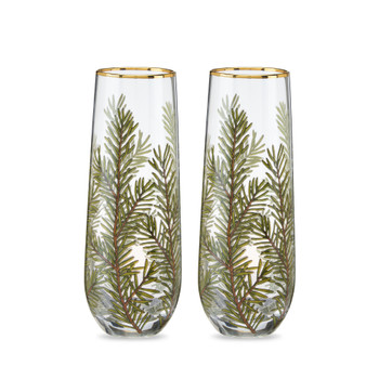 Woodland Stemless Champagne Flutes by Twine Living, Set of 2